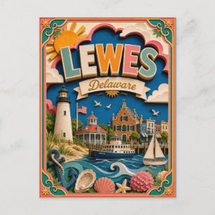 Cartão Postal PopCut Estados Lewes Delaware Arte em Papel