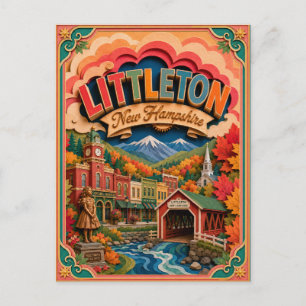 Cartão Postal PopCut Estados Littleton New Hampshire Arte em Pap