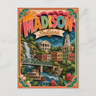 Cartão Postal PopCut Estados Madison Indiana Arte em Papel