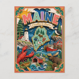 Cartão Postal PopCut Estados Maine Arte Colorida em Papel 3D