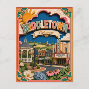 Cartão Postal PopCut Estados Middletown Delaware Arte de Papel