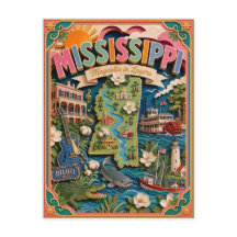 PopCut Estados Mississippi Arte Colorida em Papel 