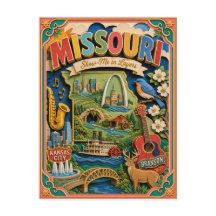 PopCut Estados Missouri Arte Colorida em Papel 3D