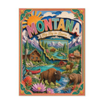 PopCut Estados Montana Colorida Arte em Papel 3D