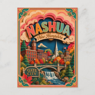 Cartão Postal PopCut Estados Nashua New Hampshire Arte em Papel