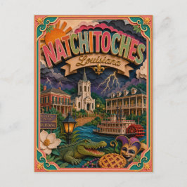 Cartão Postal PopCut Estados Natchitoches Louisiana Arte em Pape