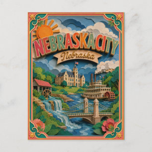 Cartão Postal PopCut Estados Nebraska City Nebraska Arte em Pape
