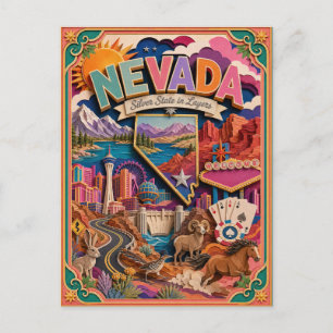 Cartão Postal PopCut Estados Nevada Arte Colorida em Papel 3D