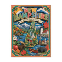 PopCut Estados New Hampshire Arte Colorida em Pape
