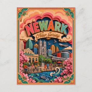 Cartão Postal PopCut Estados Newark Nova Jersey Arte em Papel