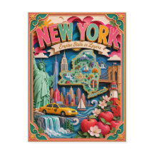 PopCut Estados Nova York Colorida Arte em Papel 3D