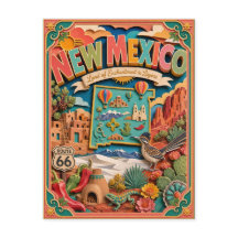 PopCut Estados Novo México Arte Colorida em Papel
