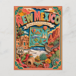 Cartão Postal PopCut Estados Novo México Arte Colorida em Papel
