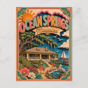 Cartão Postal PopCut Estados Ocean Springs Mississippi Arte em P