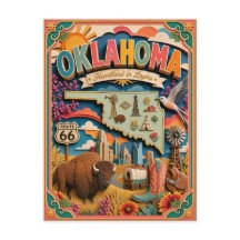 PopCut Estados Oklahoma Colorida Arte em Papel 3D