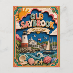 Cartão Postal PopCut Estados Old Saybrook Connecticut Arte de Pa