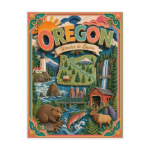 PopCut Estados Oregon Arte Colorida em Papel 3D