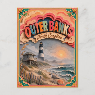 Cartão Postal PopCut Estados Outer Banks Carolina do Norte Arte 