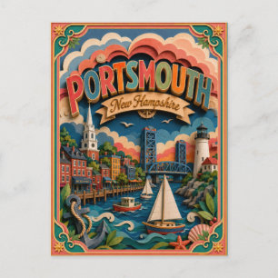 Cartão Postal PopCut Estados Portsmouth New Hampshire Arte em Pa