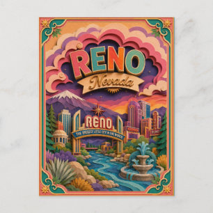 Cartão Postal PopCut Estados Reno Nevada Arte em Papel