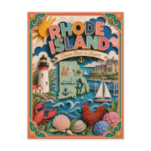 PopCut Estados Rhode Island Colorida Arte em Papel