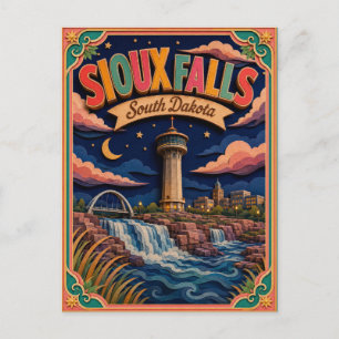 Cartão Postal PopCut Estados Sioux Falls Dakota do Sul Arte em P