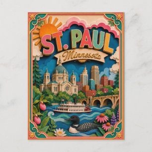Cartão Postal PopCut Estados St. Paul Minnesota Arte em Papel