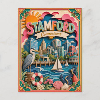 Cartão Postal PopCut Estados Stamford Connecticut Arte em Papel