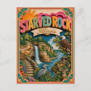 Cartão Postal PopCut Estados Starved Rock Illinois Arte em Papel