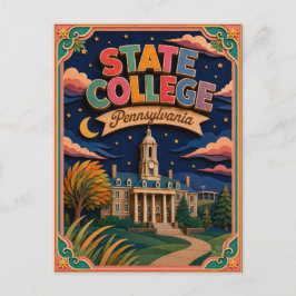 Cartão Postal PopCut Estados State College Pensilvânia Arte em P