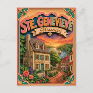 Cartão Postal PopCut Estados Ste. Genevieve Missouri Arte em Pap