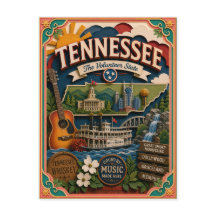 PopCut Estados Tennessee Arte Colorida em Papel 3D