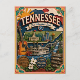 Cartão Postal PopCut Estados Tennessee Arte Colorida em Papel 3D