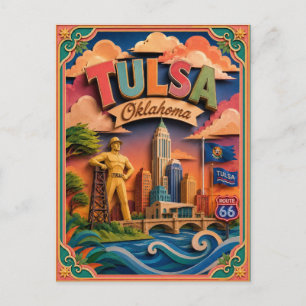 Cartão Postal PopCut Estados Tulsa Oklahoma Arte em Papel