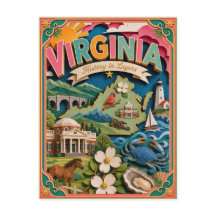 PopCut Estados Virgínia Arte Colorida em Papel 3D