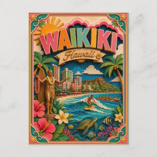 Cartão Postal PopCut Estados Waikiki Havaí Arte em Papel