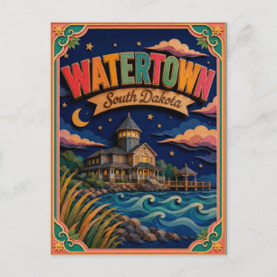 Cartão Postal PopCut Estados Watertown Dakota do Sul Arte em Pap