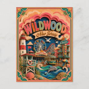 Cartão Postal PopCut Estados Wildwood Nova Jersey Arte em Papel
