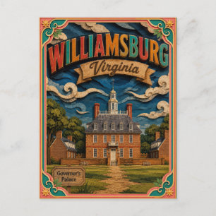 Cartão Postal PopCut Estados Williamsburg Virgínia Arte de Papel