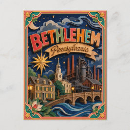 Cartão Postal PopCut States Bethlehem Pennsylvania Paper Art