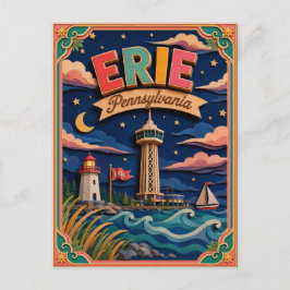 Cartão Postal PopCut States Erie Pennsylvania Paper Art