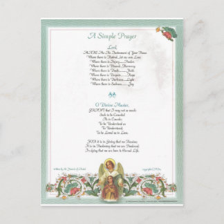 Cartão Postal pope francis=rua. francis simples oração=anjo