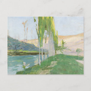 Cartão Postal Poplares crescendo perto de um curso de água