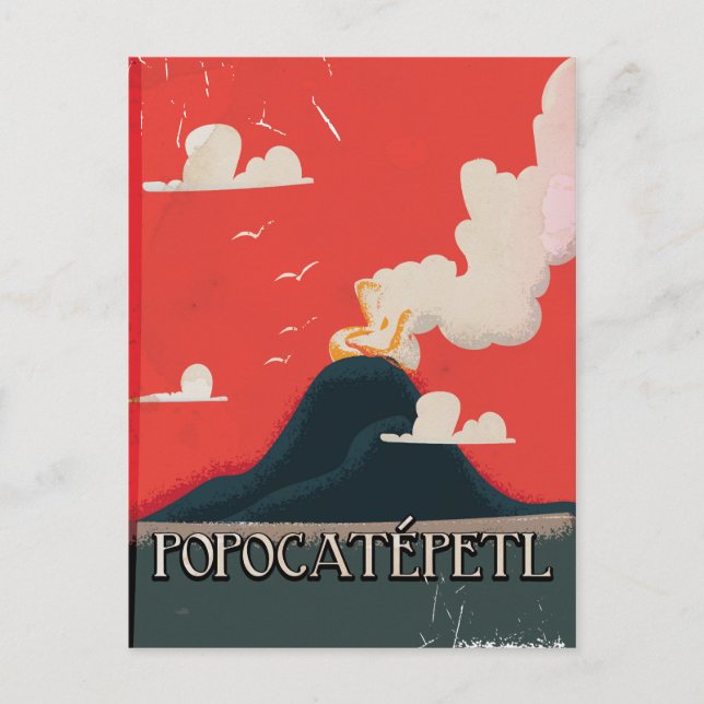 Cartão Postal Popocatépetl Poster de viagens vulcânico (Frente)