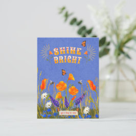 Cartão Postal Poppies de Flores Selvagens com Cotação Inspirador
