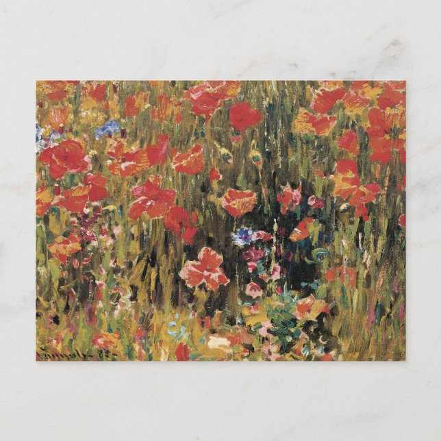 Cartão Postal Poppies de Robert Vonnoh, Impressionismo Vintage (Frente)