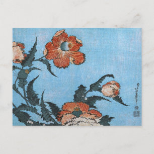 Cartão Postal Poppies, Hokusai, Belas Artes Japonesas