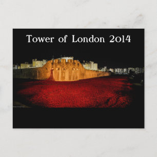 Cartão Postal Poppies na Torre de Londres - Panorama Noturno
