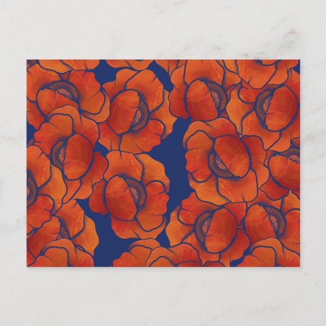 Cartão Postal Poppies Patterna Art Poppy (Frente)
