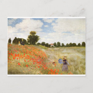 Cartão Postal Poppies Vermelhos Blooming - Claude Monet
